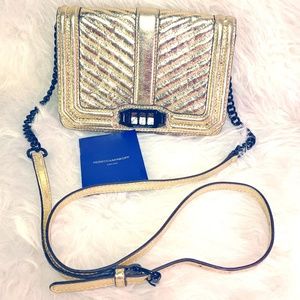 *NEW* REBECCA MINKOFF Love Crossbody Gold Gunmetal